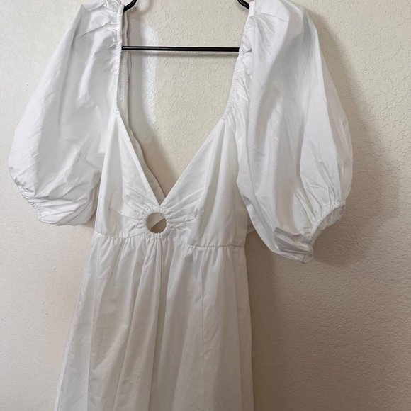 Abercrombie & Fitch O Ring Puff Sleeve Midi Dress- NWT - Picture 3 of 7